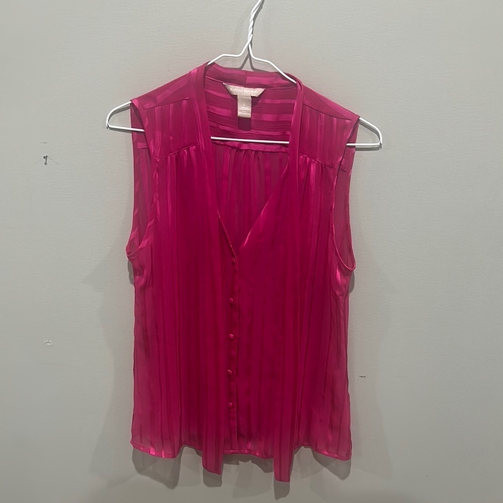 NWOT Banana Republic Pink Pleated Blouse with Mandarin Collar size S